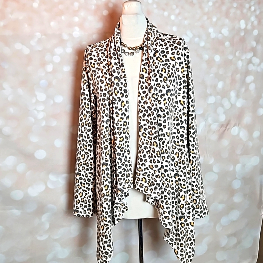 Bobeau | Leopard Print Open Front Cardigan Shrug